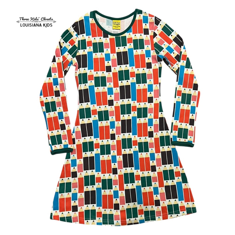 DUNS Sweden Sz 146 (11Y) Organic Pencils Print Dress